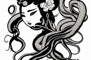 Geisha with tentacles tattoo idea
