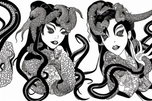 Geisha with tentacles wearing dragon kimono tattoo idea