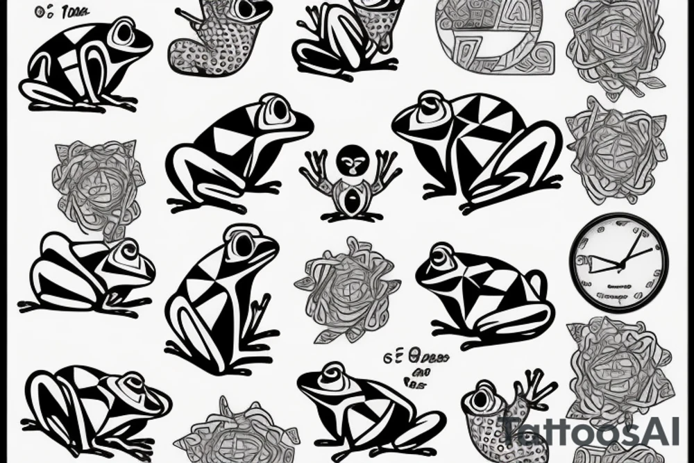 cartoon mini frog tattoo idea