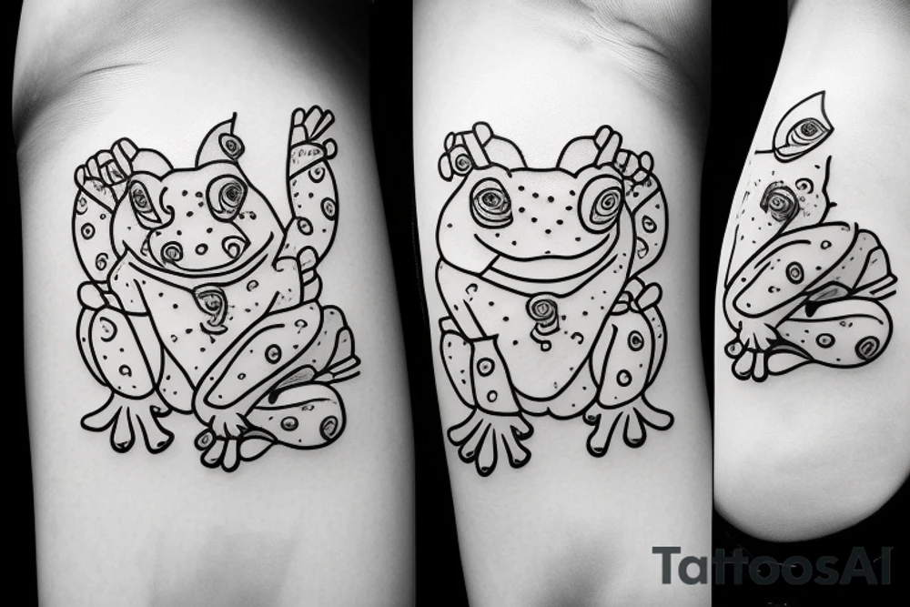 cartoon mini frog tattoo idea