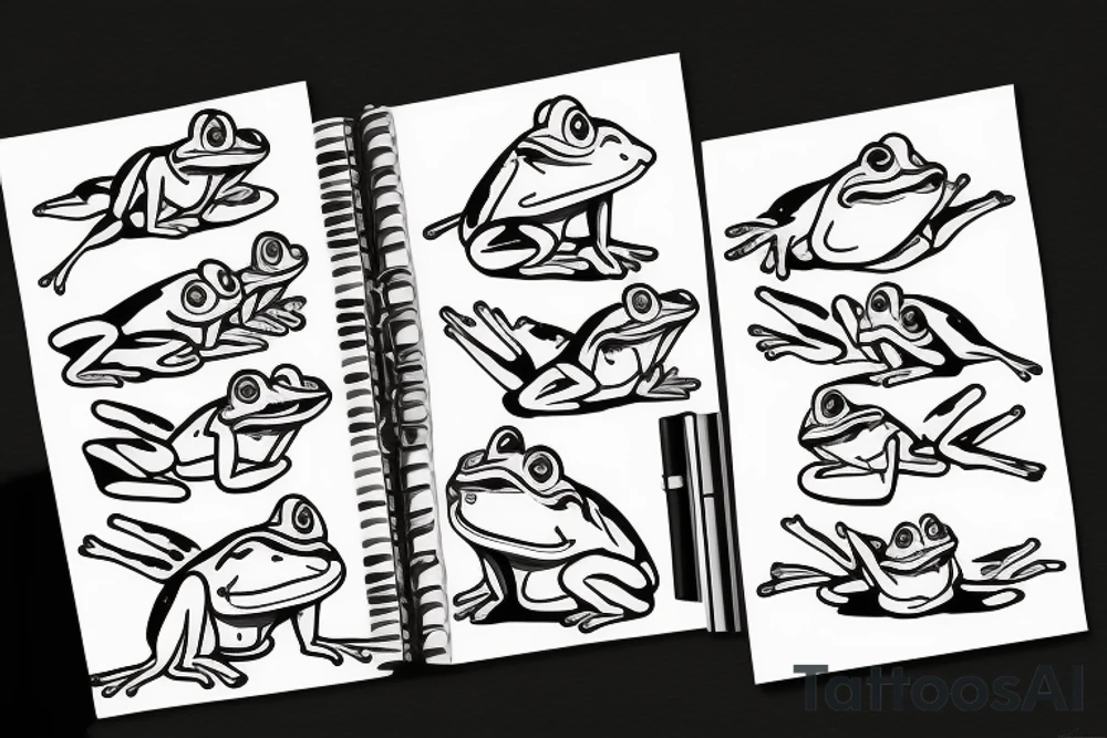 cartoon mini frog tattoo idea
