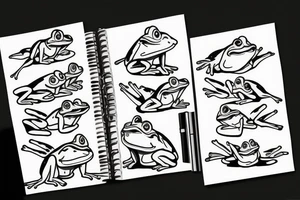 cartoon mini frog tattoo idea