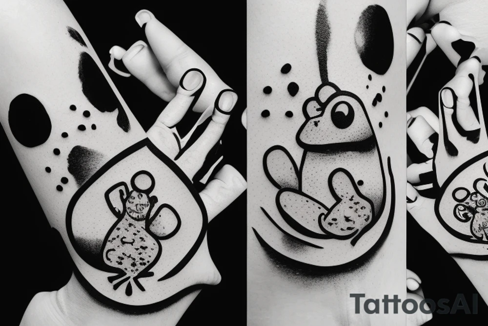 cartoon mini frog showing ok sign tattoo idea