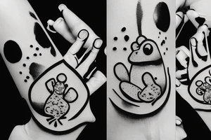 cartoon mini frog showing ok sign tattoo idea