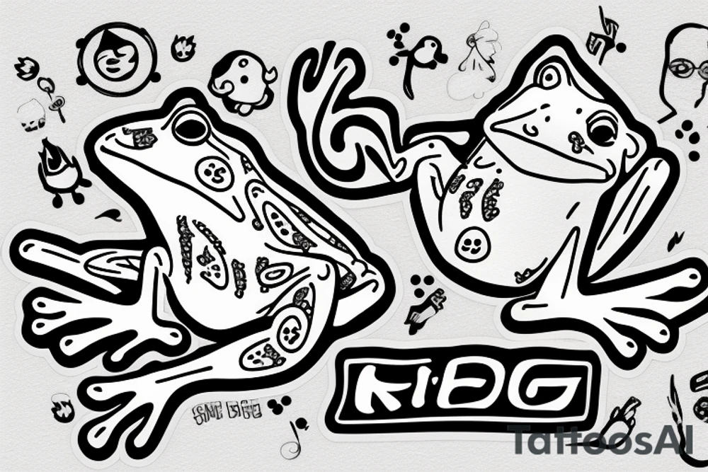 cartoon mini frog showing ok sign tattoo idea