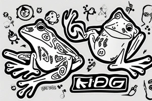 cartoon mini frog showing ok sign tattoo idea