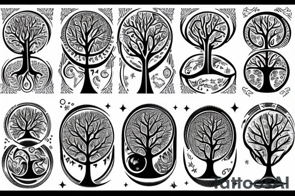 Worldtree surrounding moon tattoo idea