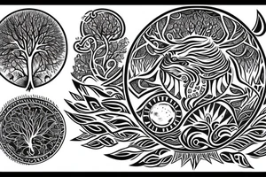 Worldtree surrounding moon tattoo idea