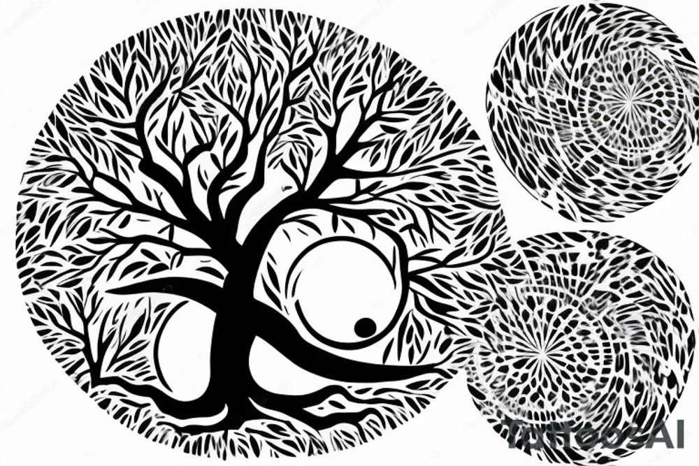 Tree surrounding moon tattoo idea