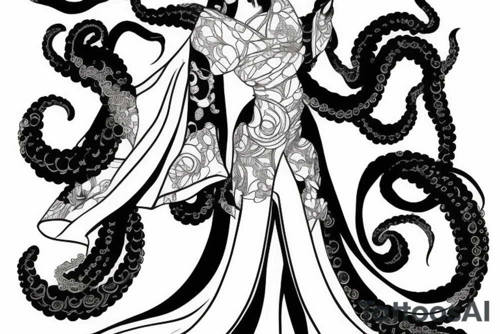 Full body Geisha with tentacles tattoo idea