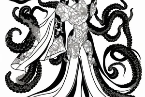 Full body Geisha with tentacles tattoo idea