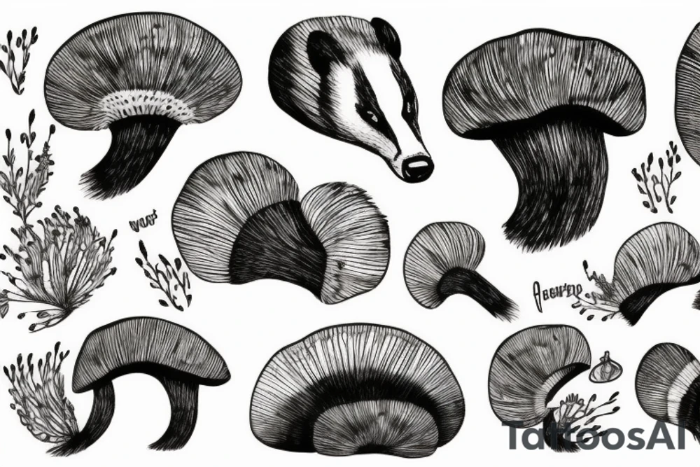 Badger and mushroom tattoo idea
