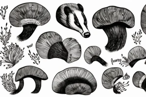 Badger and mushroom tattoo idea