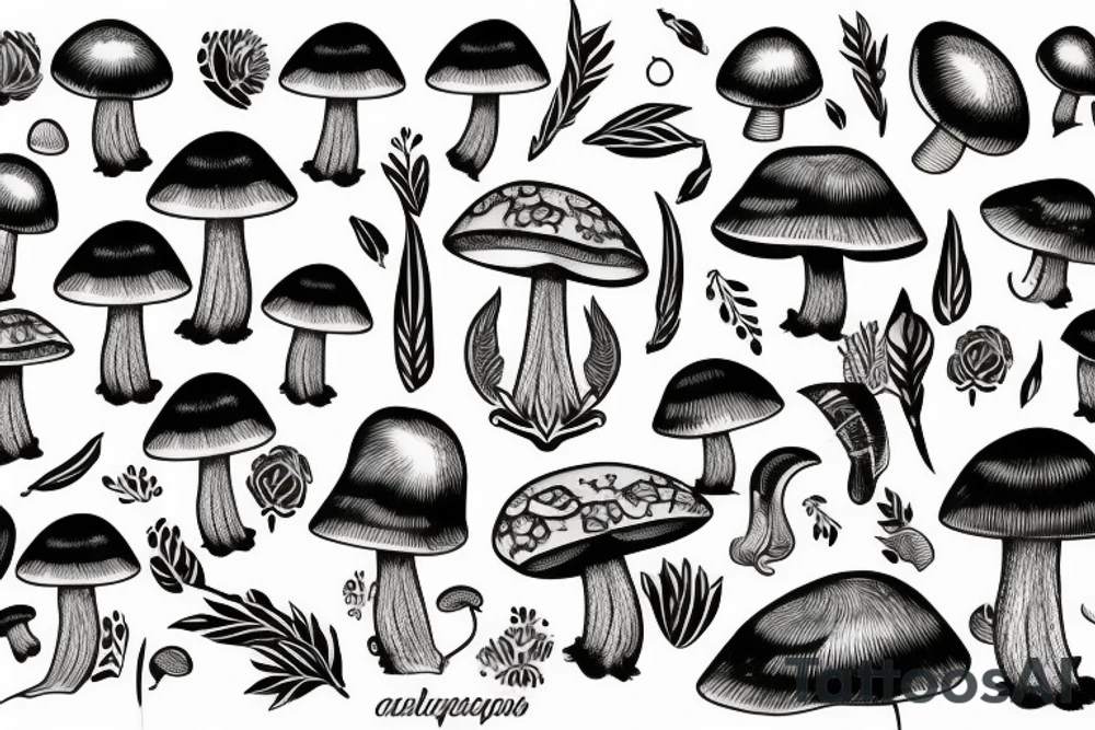 Badger and mushroom tattoo idea