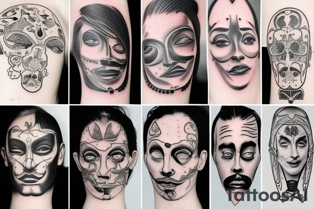 Face split into many tattoo idea