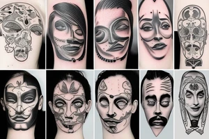 Face split into many tattoo idea