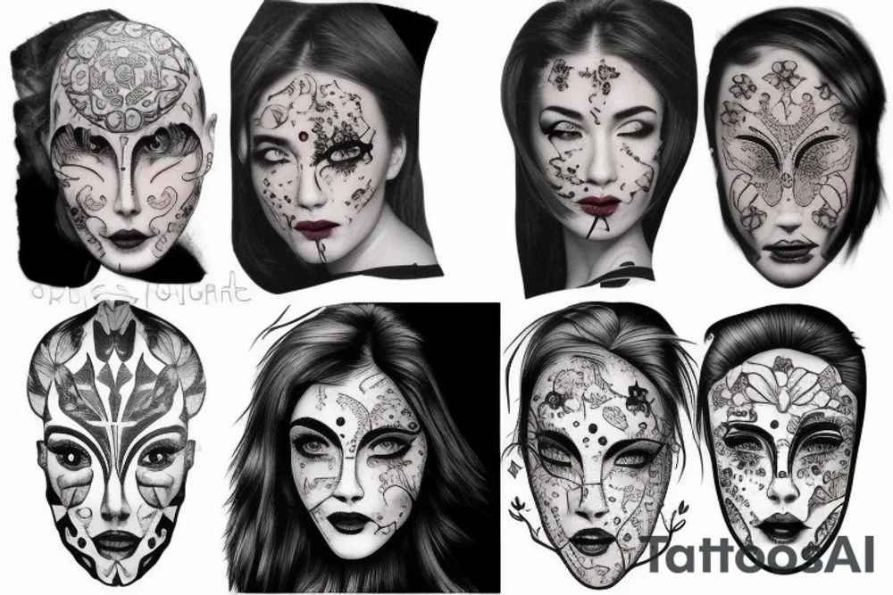 Face split into many tattoo idea