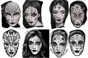 Face split into many tattoo idea