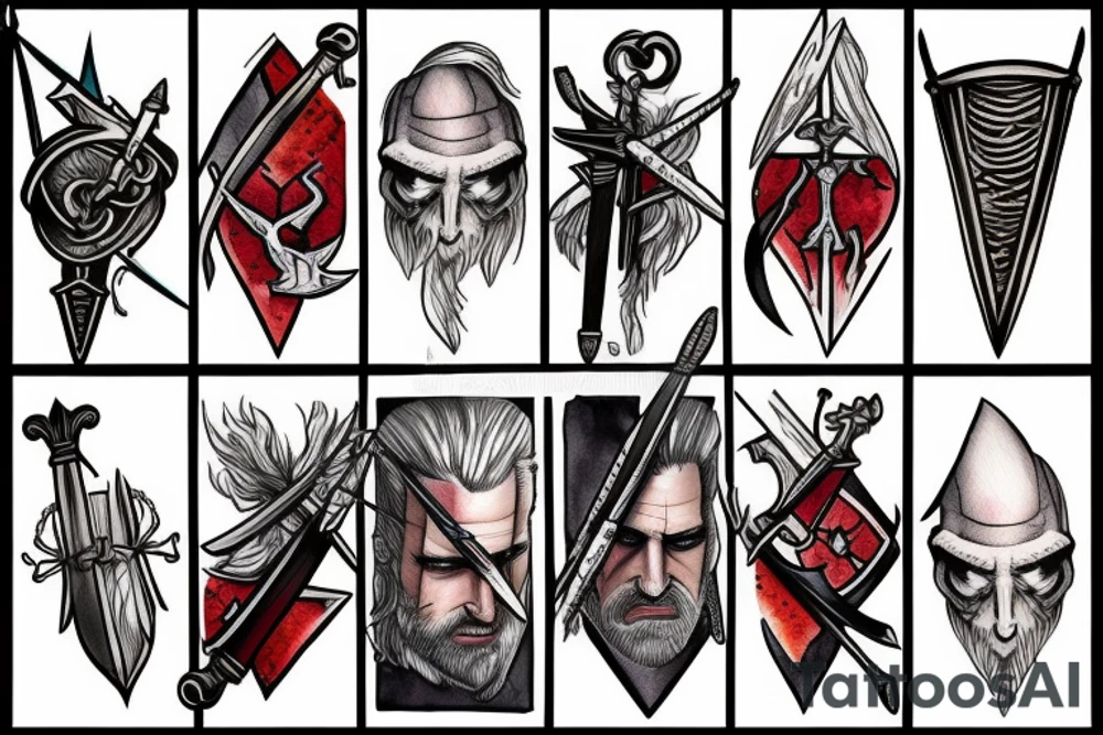Witcher signs with swords tattoo idea
