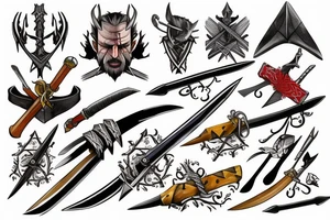 Witcher signs with swords tattoo idea