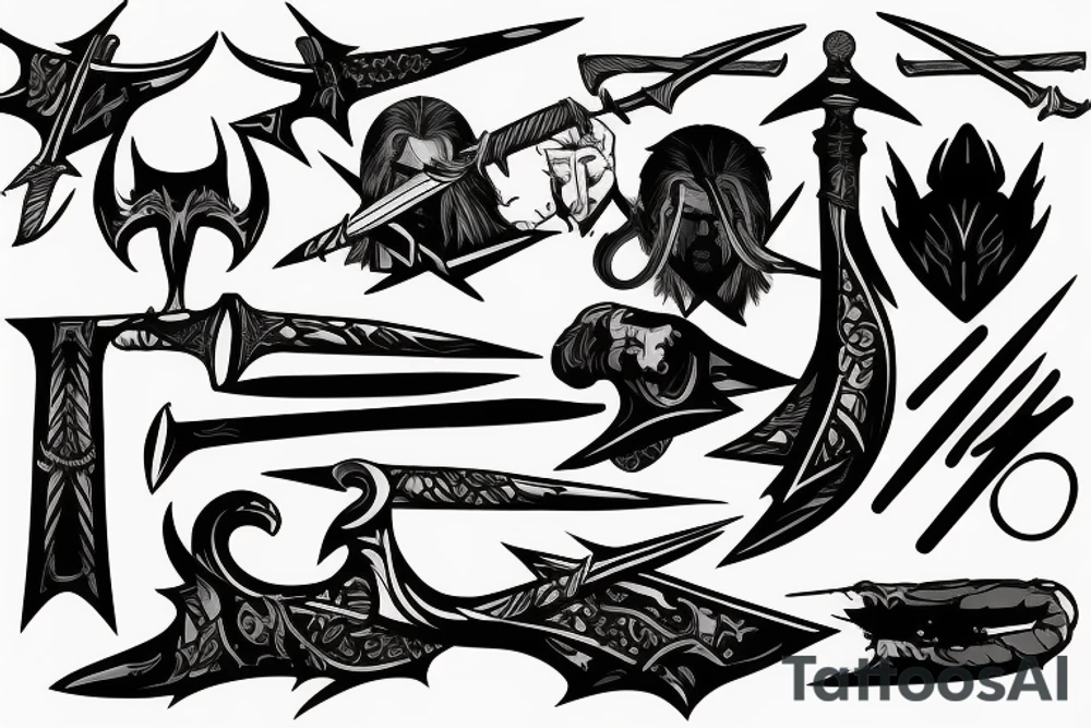 Witcher signs with two swords tattoo idea