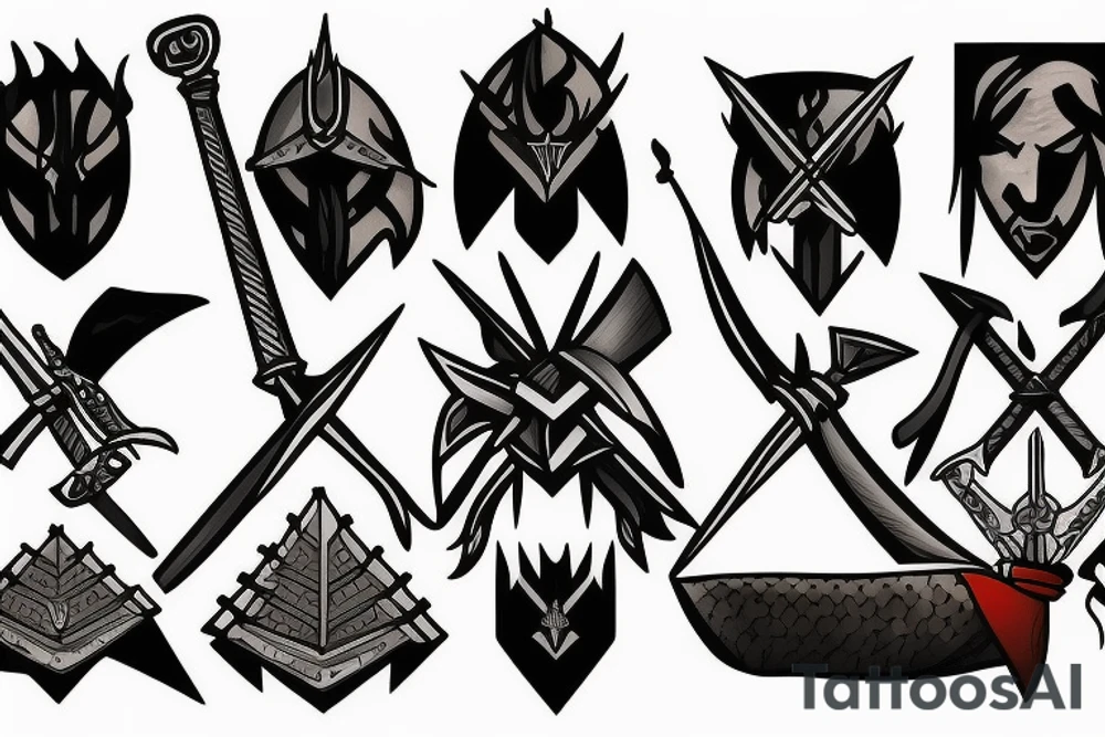 Witcher signs with two swords tattoo idea