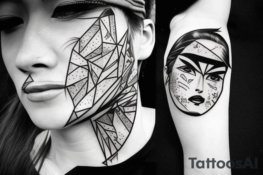 Fractured face tattoo idea
