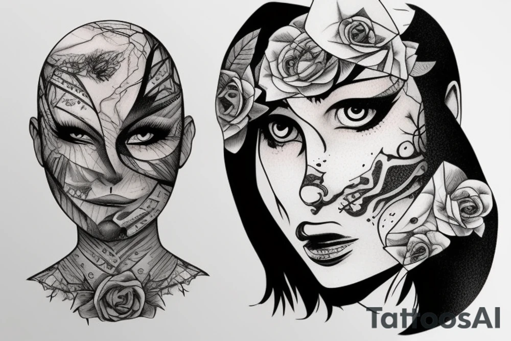 Fractured face tattoo idea