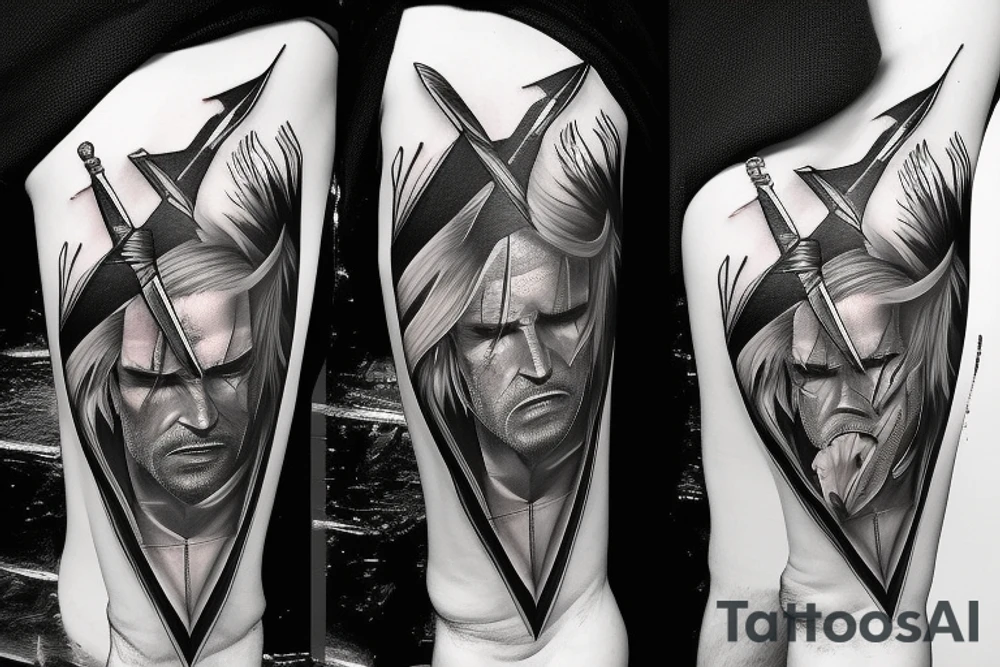Witcher signs with two swords tattoo idea