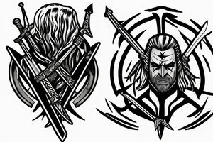 Witcher signs with two swords tattoo idea