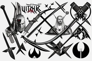 Witcher signs with two swords tattoo idea