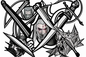 Witcher signs with two swords tattoo idea