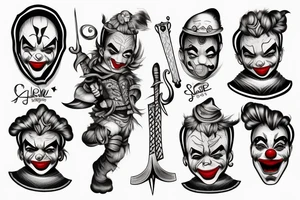 Clown with sword tattoo idea