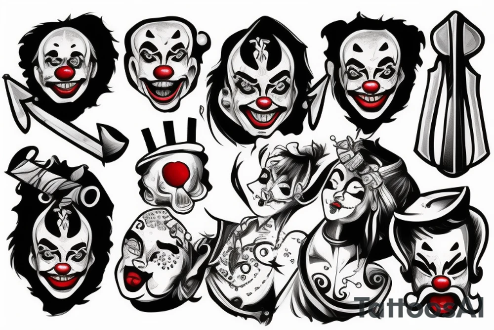Clown with sword tattoo idea