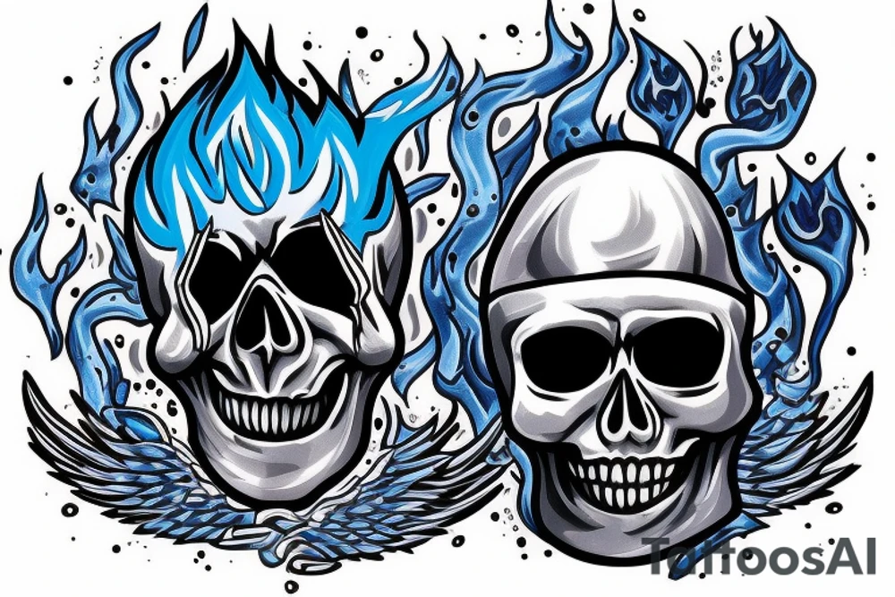 the burning blue flame skull of the lich from Adventure Time tattoo idea