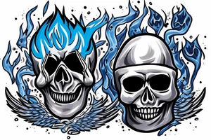 the burning blue flame skull of the lich from Adventure Time tattoo idea