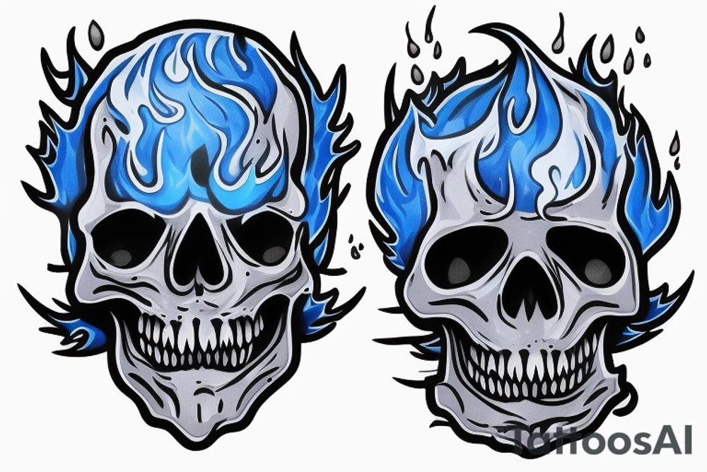 the burning blue flame skull of the lich from Adventure Time tattoo idea
