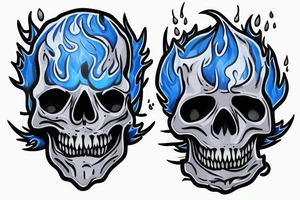 the burning blue flame skull of the lich from Adventure Time tattoo idea
