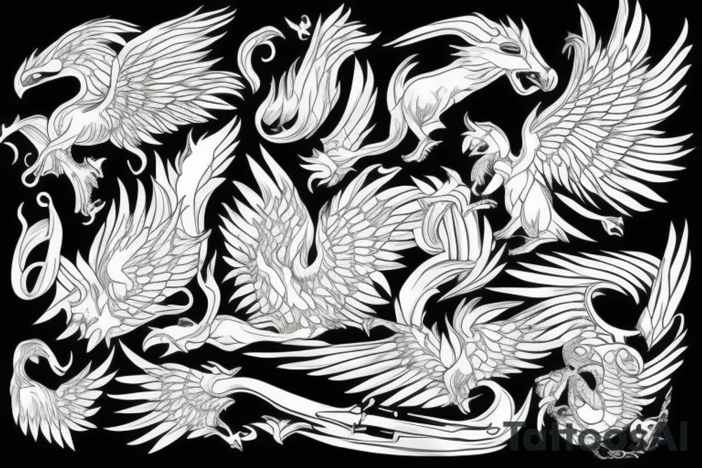Griffin and fire tattoo idea