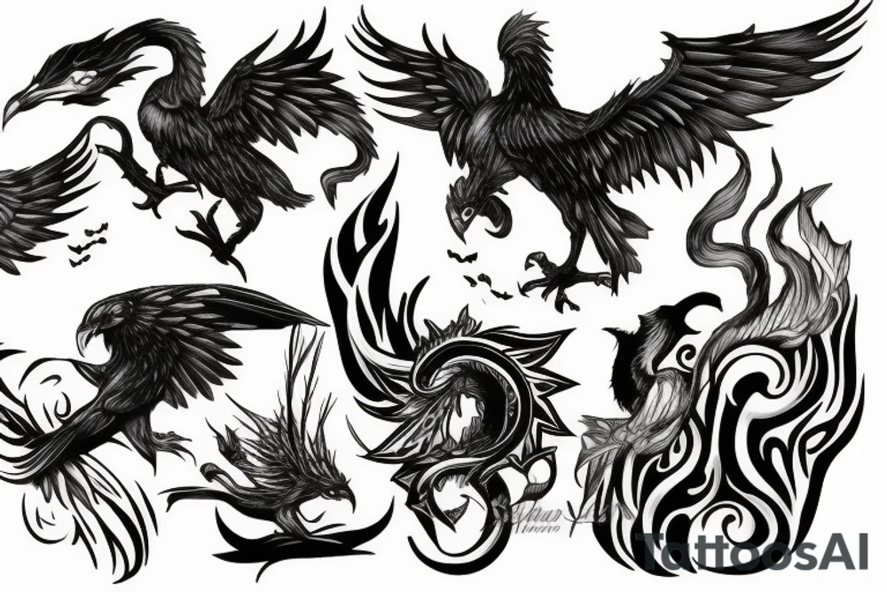 Griffin and fire tattoo idea