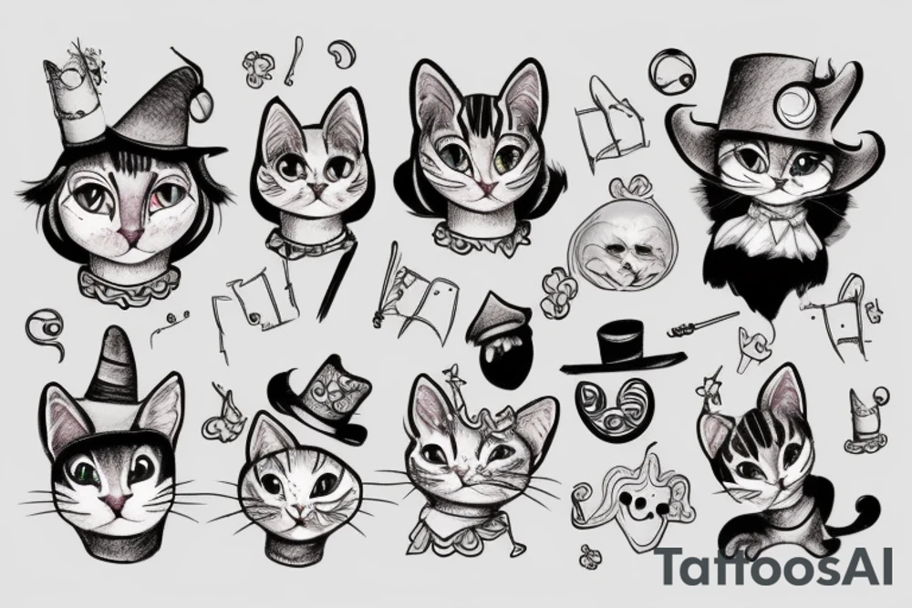 Clown cat tattoo idea