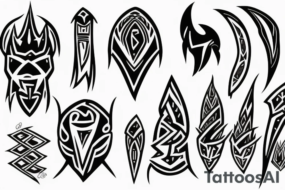 fantasy spear with thunder and lightning tattoo idea