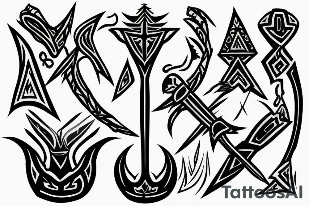 fantasy spear with thunder and lightning tattoo idea