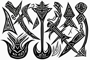 fantasy spear with thunder and lightning tattoo idea