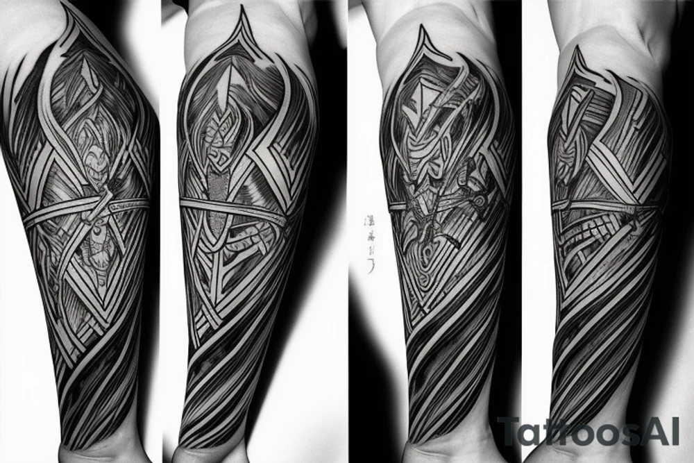 fantasy spear with thunder and lightning tattoo idea