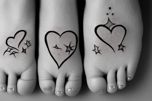 newborn's foot and hand, hearts, stars tattoo idea