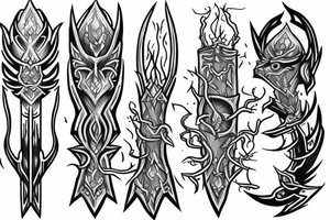 fantasy spear with thunder and lightning tattoo idea