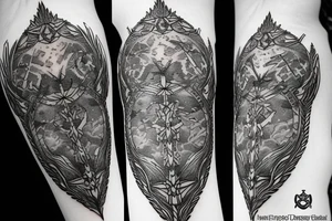 fantasy spear with thunder and lightning tattoo idea