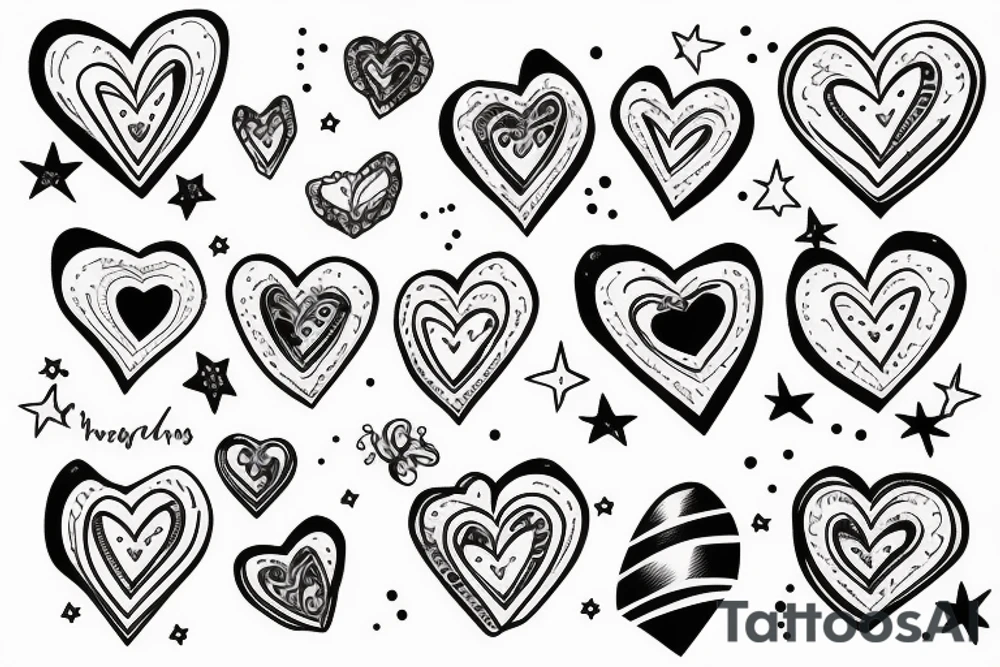 newborn's, hearts, stars tattoo idea