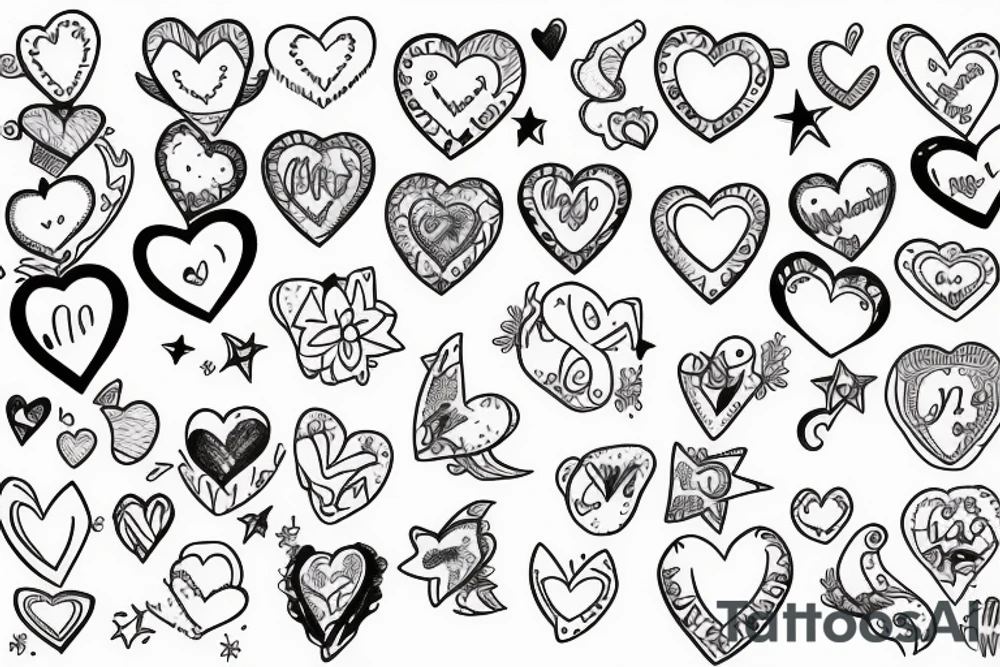 newborn's, hearts, stars tattoo idea